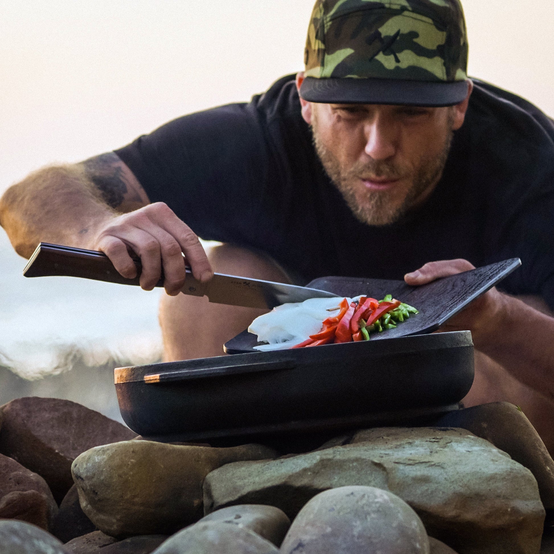 Chef Adam Glick Cooking Outside